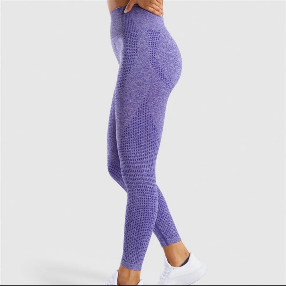 Purple High Waist Control Fitness Leggings - Picture 4 of 6